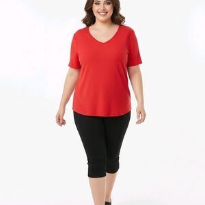 Old Navy Red Short Sleeve V-Neck Tee